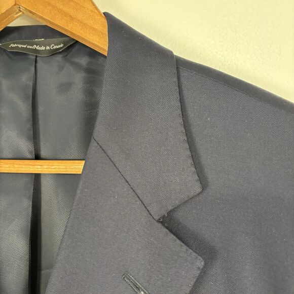 Samuelsohn Sport Coat Mens 46R Navy Blue Super 110's Crested Gold Buttons Wool - Picture 14 of 14